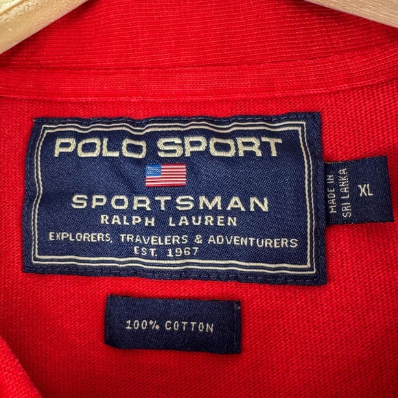 VTG Polo Sport Ralph Lauren Shirt Mens XL Red Long Sleeve Sportsman Pullover - Picture 4 of 10